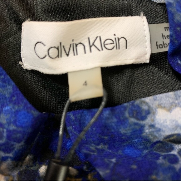 Calvin Klein New With Tags Blue Snakeskin-Print Belted Midi Dress Size 4 - Picture 12 of 15